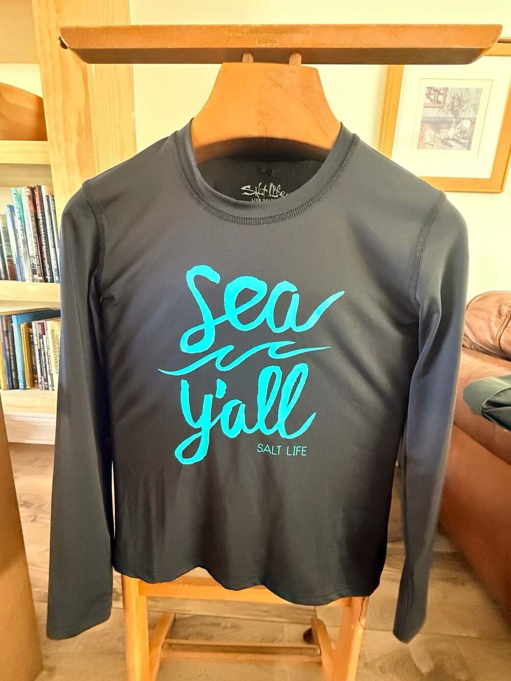 Salt Life "Sea Y'all" SLX Long Sleeve Rash Guard Sun Shirt Size Small